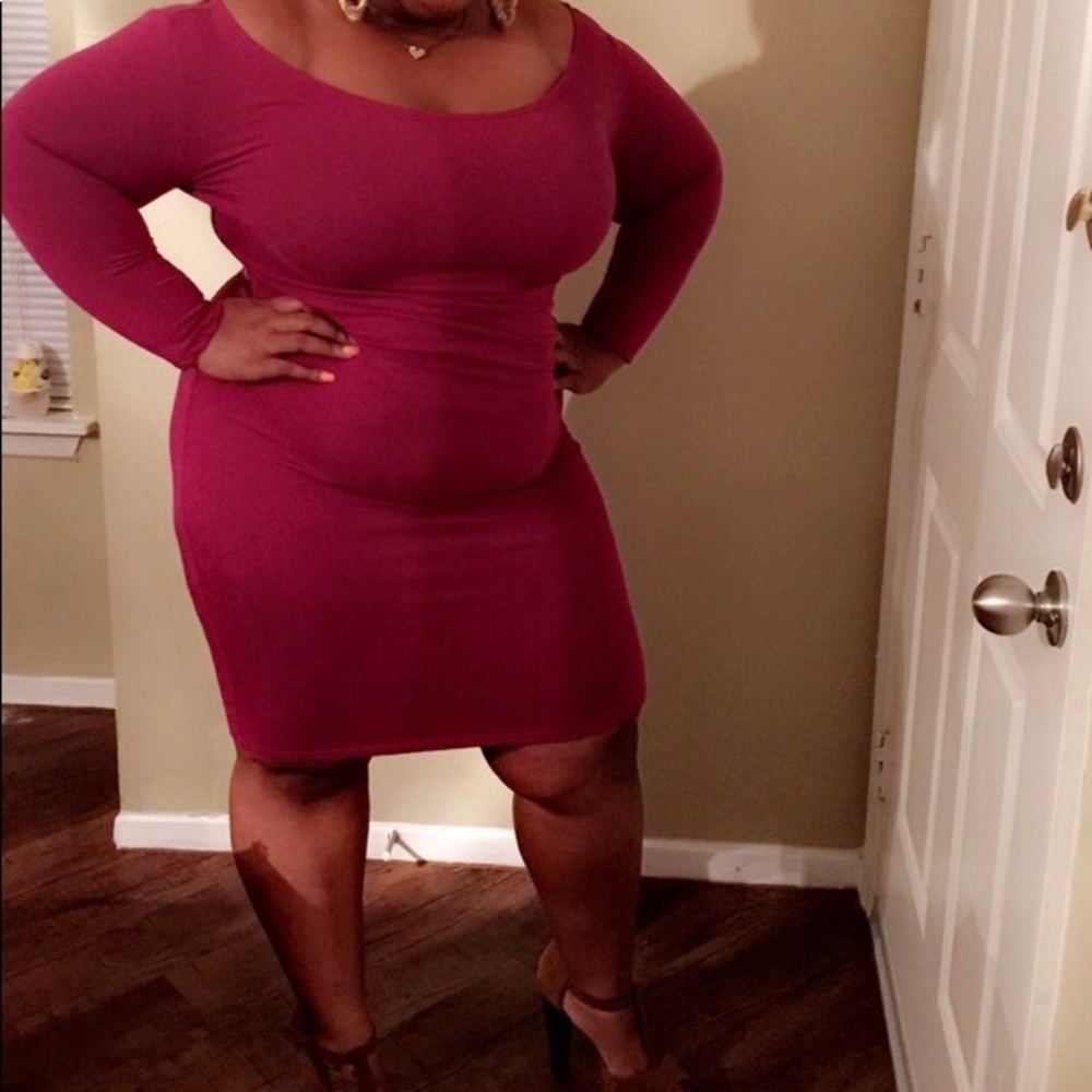 Maroon Off the shoulder dress